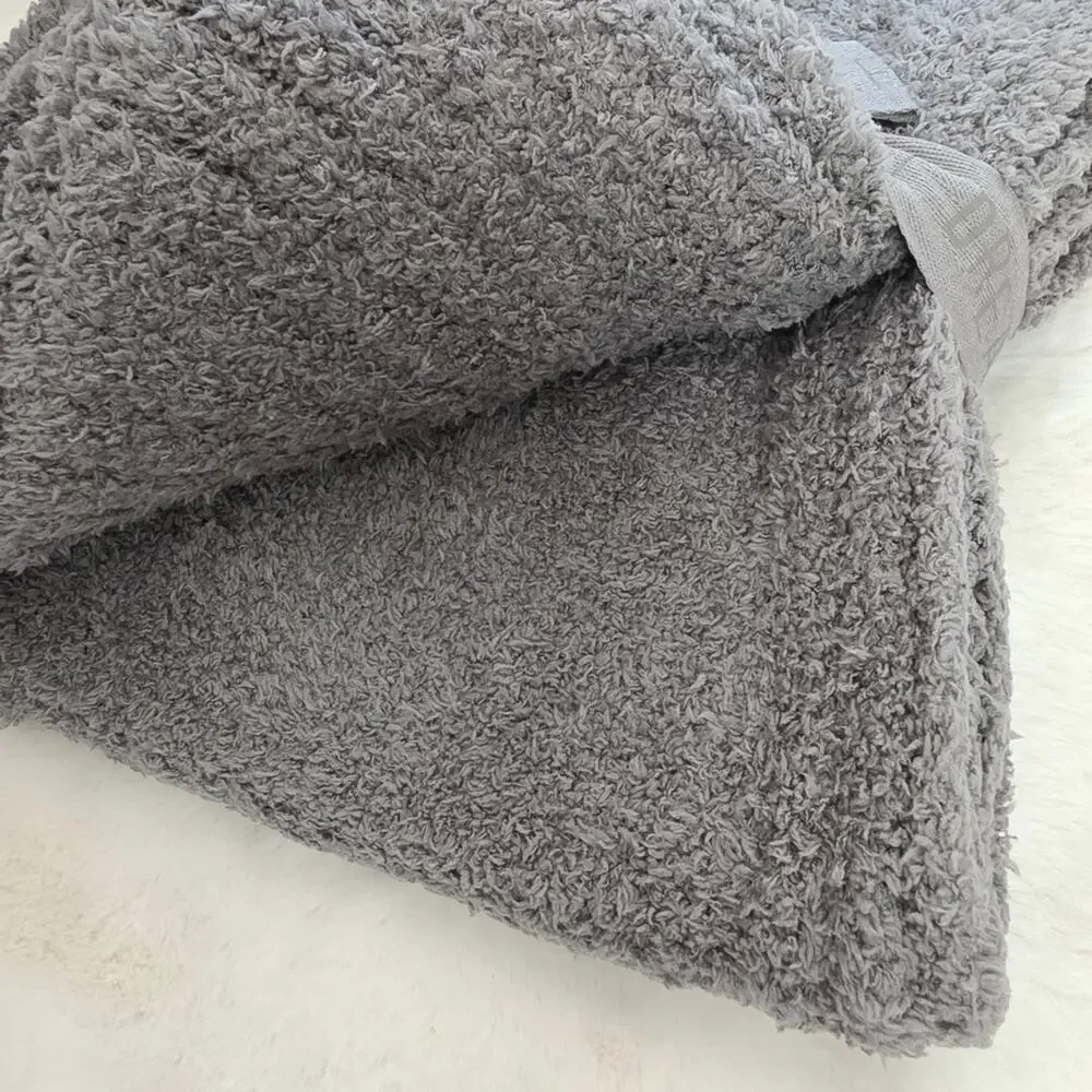 Barefoot Dreams CozyChic Pom Pom Beanie & Oversized Scarf Set Charcoal Gray NWT